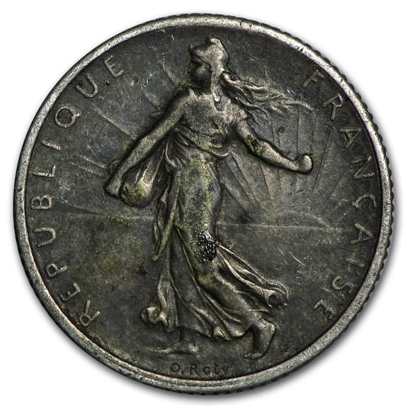 1898-1920 French Third Republic Silver Franc the Sower Avg Circ