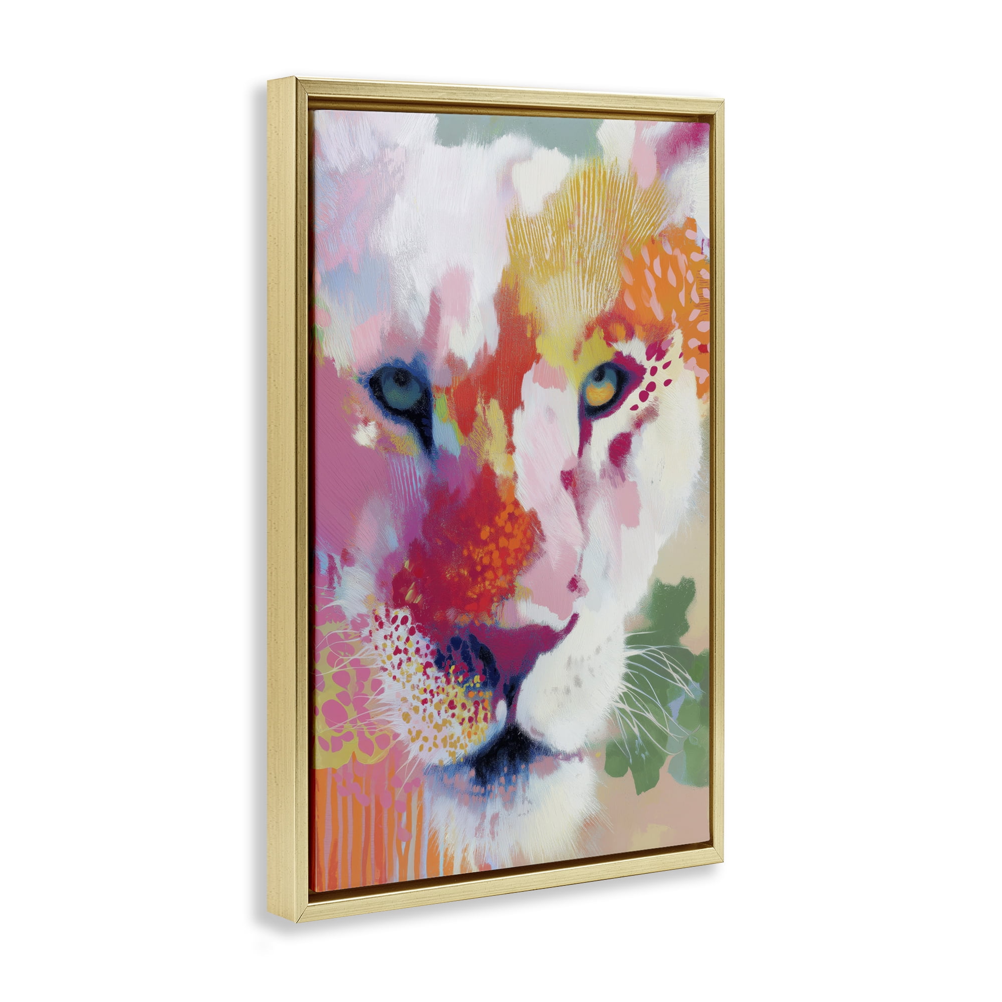 Stupell Industries Lion Eyes with Intense Gaze Gold Framed Floater Canvas Wall Art, design by Chromatic Storm Studio