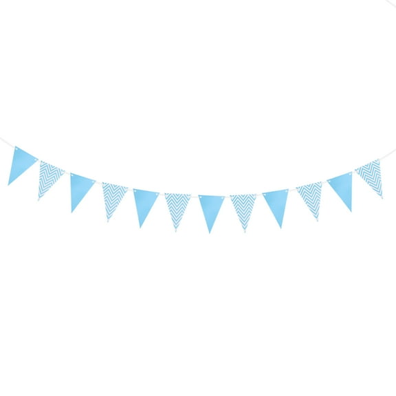 Supvox Blue Birthday Banner Bunting Tear Resistant Foil Paper Party Decoration