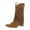Brown, variant on Wide Calf Cowboy Cowgirl Riding Boots for Women with Long Fringe Boho Studded Suede Pointed Toe Knee High Western Tall Boots Yellow Size 7