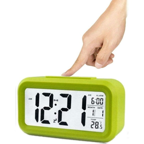 Large Hd Screen Digital Alarm Clock Intelligent Night Light For Kids Led Backlight Display Lcd Electronic With Date Temperature Sensor Now Postpone Snooze Green Com Large Hd Screen Digital Alarm Clock, Westclox Lcd Digital Alarm Clock With Automatic Backlight