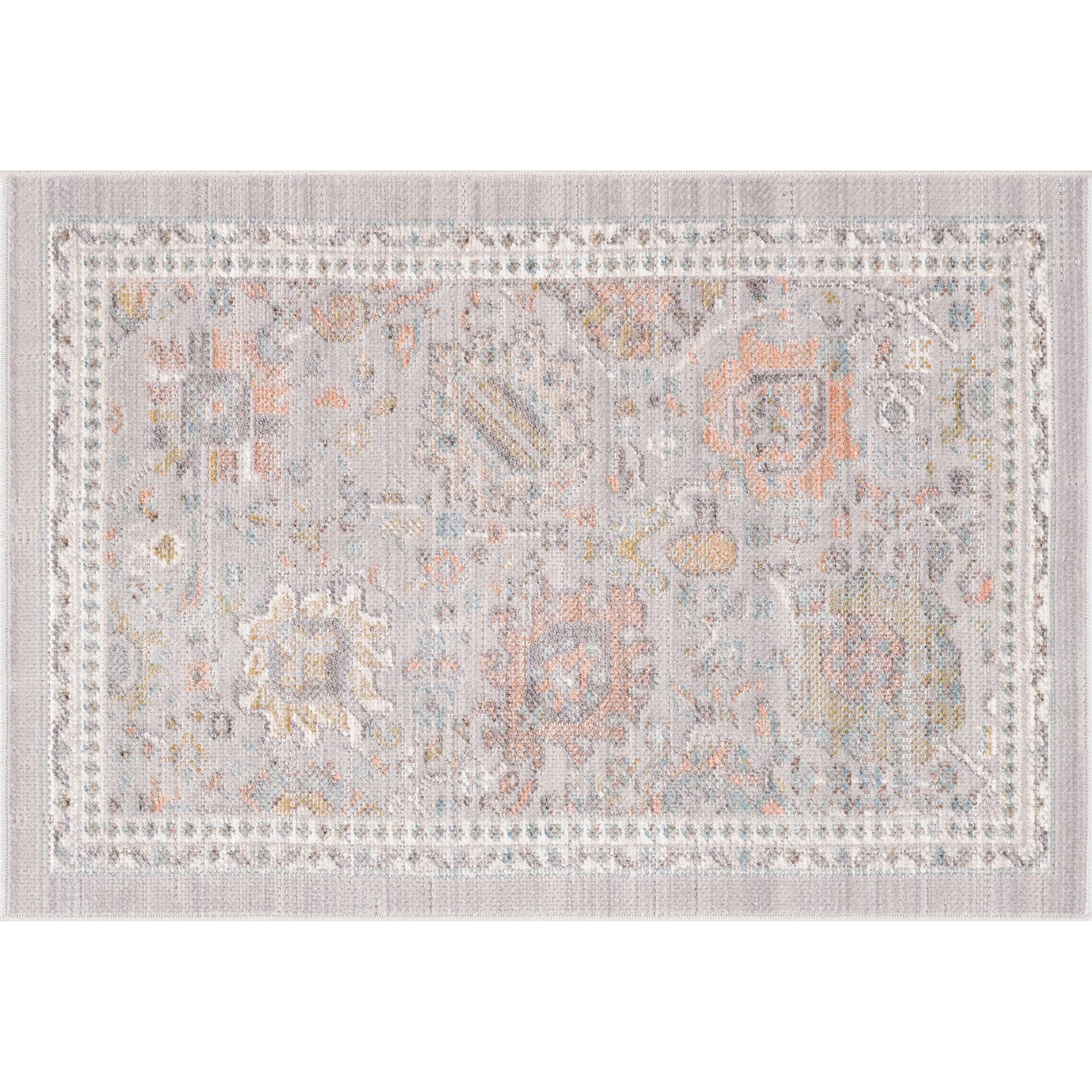 Crestwood Traditional Oriental 2x3 Gray and Aqua Polyester Indoor Area Rug, 2' x 3'
