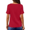 thumbnail image 4 of UVN Blouses for Women Summer Short Sleeve V Neck Button Shirts Dressy Casual Business Tunic Tops, 4 of 8