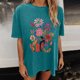 thumbnail image 5 of Faldas Cortas para Mujeres, Impresión de Flores Casual Oversized Camiseta de Manga Corta Top Hecho de 95% Poliéster 5% Spandex para Primavera Verano, Falda Corta de Verano, 5 of 7