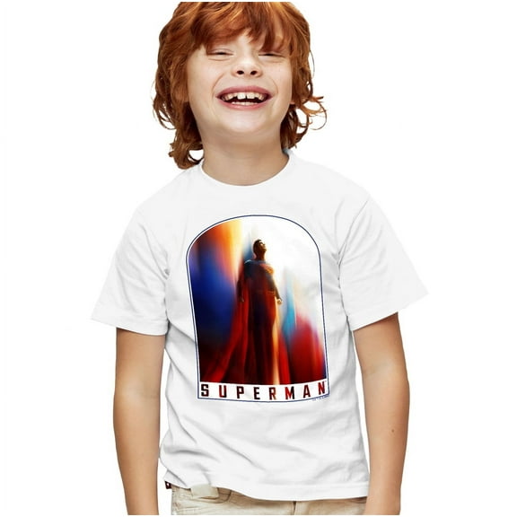 Superman 2025 Look Up Poster Kids T Shirt for Youth Boys and Girls