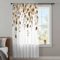 thumbnail image 4 of Brown Eucalyptus Leaves Sheer Curtains 54 Inches Long, Summer Watercolor Leaf Light Filering Curtains, Breathable Simi Curtain Privacy Drapes for Kitchen Bathroom Nursery Small Window Treatment, 4 of 9