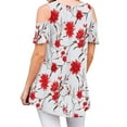 thumbnail image 3 of Uhndy Women's Floral Print Round Neck Cold Shoulder Tunic Blouse,Summer Loose Short Sleeve Tshirt For Ladys, 3 of 4