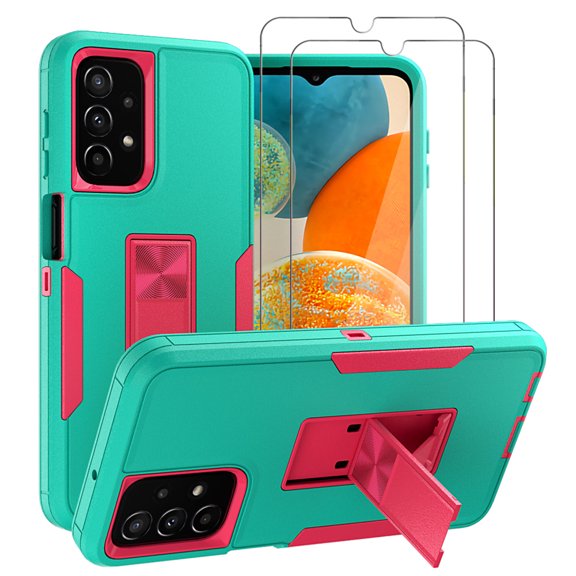 NIFFPD Samsung A23 5G, Galaxy A23 5G Case with Screen Protector Magnetic Kickstand Car Mount Protection Case Cover for Samsung Galaxy A23 5G Green&Rose red