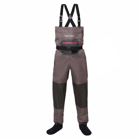 Kylebooker Breathable Chest Wader for Men,Stocking Foot 3-Ply 100% Durable and Waterproof Insulated Fishing Chest Waders for Fly Fishing,Duck Hunting, Brown,S