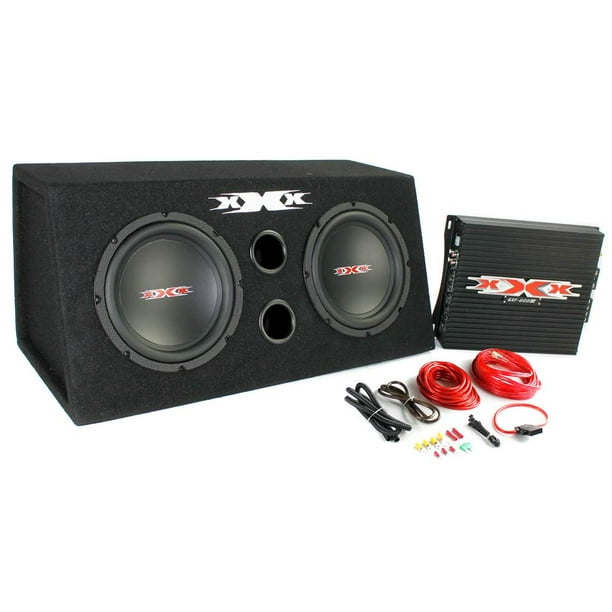 XXX XBX800B 2) DUAL 8" 800W Car Audio Subwoofers Subs/Amplifier/Amp Kit/Sub Box