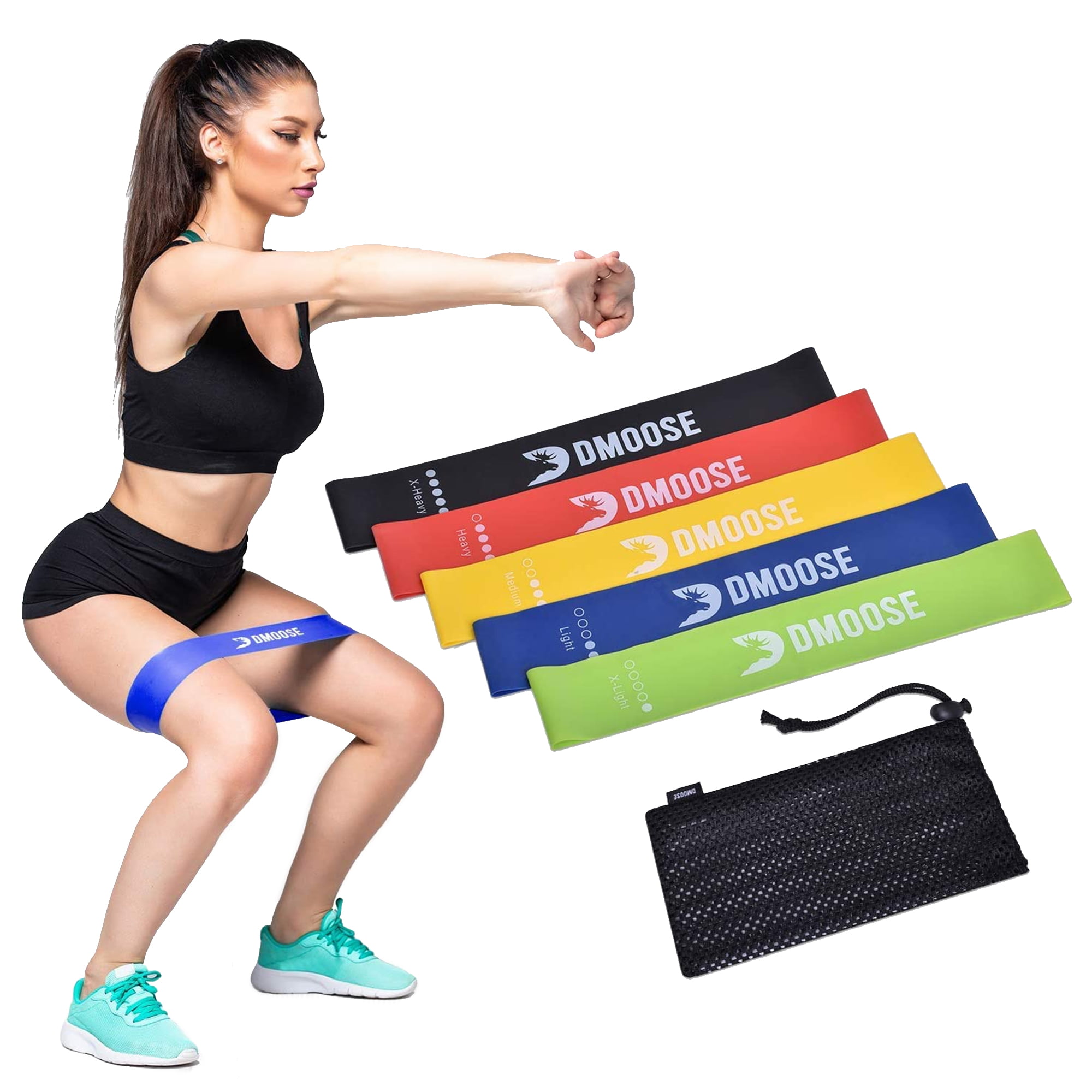 5x Resistance Bands Heavy Duty Exercise Fitness Loop Set for Gym Stretch Yoga US 