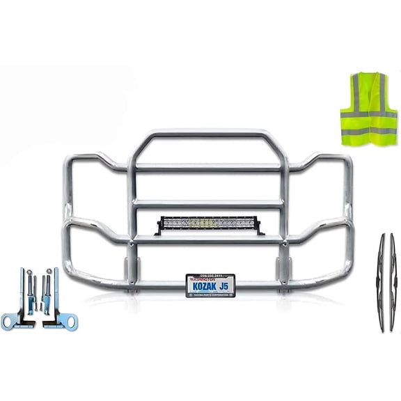 Kozak Front Grille Brush Guard Chrome Compatible with T660, Includes Bracket