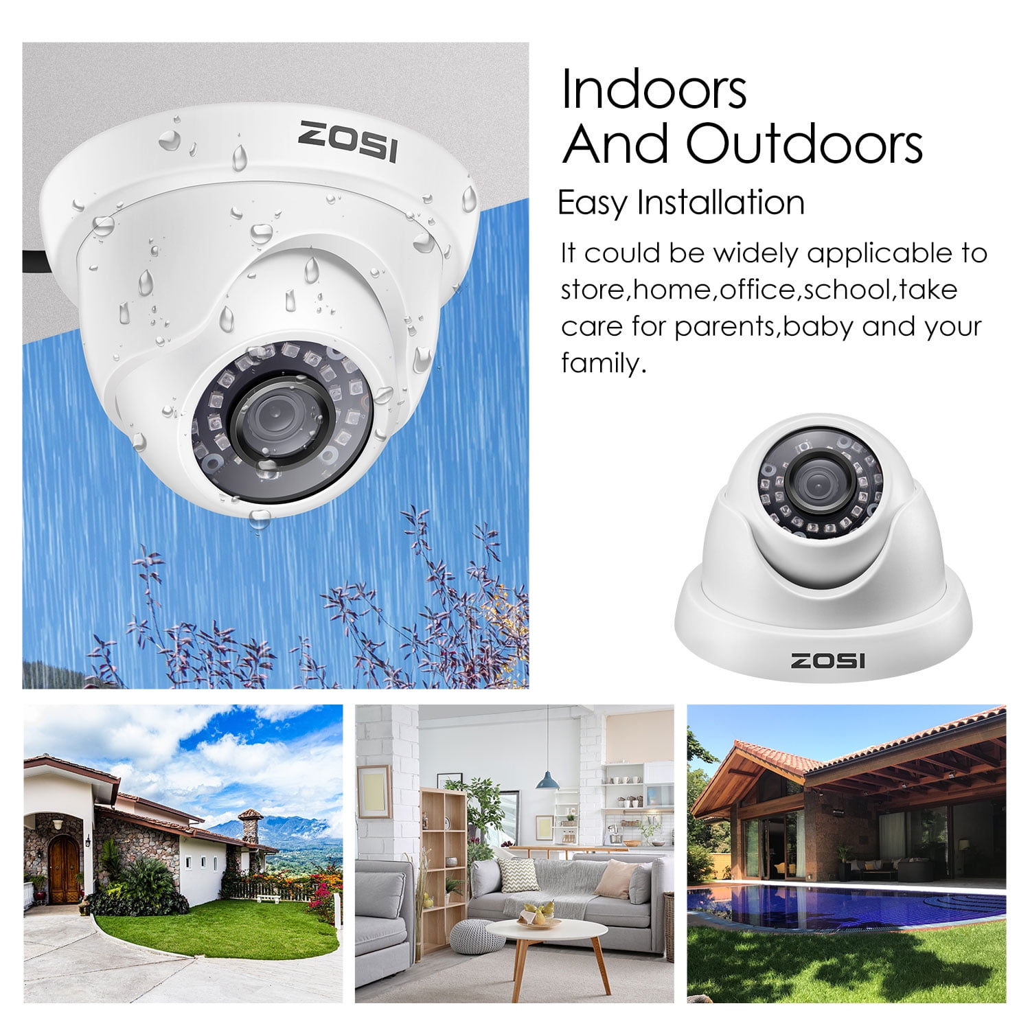 ZOSI H.265+ 16CH 1080P Security Camera System with 2TB Hard Drive, 12PCS 1080P Outdoor Indoor Surveillance Cameras, 80ft Night Vision, Motion Detection,Remote Access