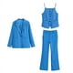 thumbnail image 3 of Conjunto de 3 piezas para mujer HH TRAF: chaqueta de traje de manga larga + chaleco de tirantes finos sin mangas con cuello cuadrado y espalda descubierta + pantalones casuales de 2 colores, 3 of 5