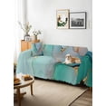 thumbnail image 3 of Teal Couch Cover for 2 Cushion Sofa, Modern Marble Ink Painting Abstract Art Washable Loveseat Sofa Covers Slipcover for Sectional Sofas L-Shaped, Couch Throw Cover 71"x118", 3 of 9