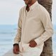 thumbnail image 4 of Men's Fashion Long Sleeve Solid Colour Casual T Shirt Button Regular Fit Shirt Top S, 4 of 5