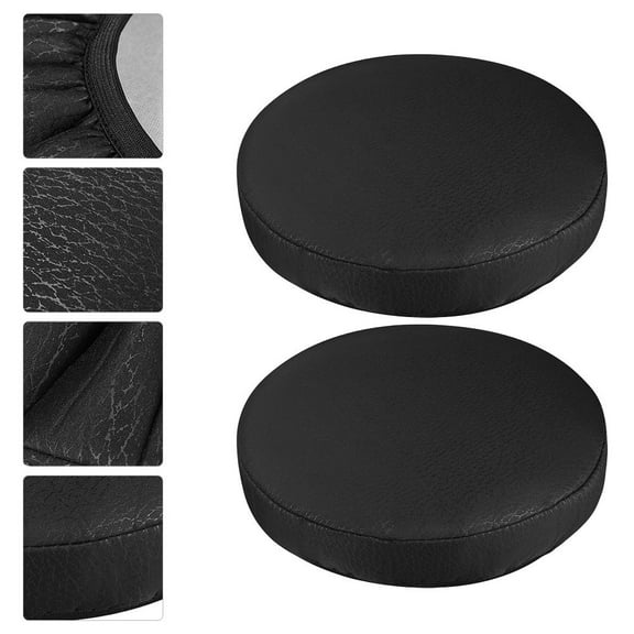 Round Stool Cover Bar Stool Cushion Covers Washable Cushion 2pcs Elastic Slipcover Chair Protector for Desk Chair 35cm Black