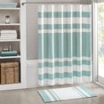 thumbnail image 2 of Park 72"x72" Pieced Aqua Shower Curtain, 20x30 Reversible Aqua Cotton Bath Rug Bundle, 2 of 13