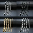 thumbnail image 2 of Hip Hop Mens Simple 3-11mm Stainless Steel Gold Silver Color Curb Cuban Link Chain Bracelets for Women Unisex Wrist Jewelry Gift GC, 2 of 6