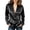Black, variant on Women's Wrap V Neck Satin Blouses, Irregular Ruched Long Sleeve Solid Casual Silky Tops for Women, Women's White, Sizes S-3XL