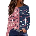 thumbnail image 2 of Wowcloth Womens Long Sleeve T-shirt, Fashion Loose Fit with Valentine Print, Casual Round Neck Cotton Top for Daily Wear, 2 of 7