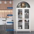 thumbnail image 4 of 73" Arched Metal Storage Cabinet, Kitchen Pantry Cabinet with Glass Door, 2 Adjustable Shelves ,Modern Farmhouse Display Bookshelf ,Freestanding Display Cabinet for Living/Dinning Room White, 4 of 7