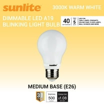 Sunlite LED A19 Blinking Light Bulb, 5 Watts (40W Equivalent), Medium E26 Base, Non-Dimmable,3000K Warm White, Frost Finish, 1 Pack