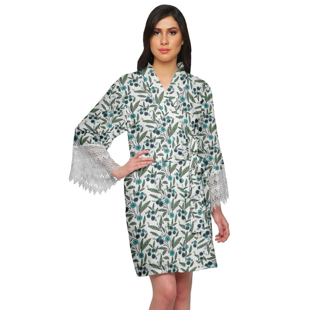 Moomaya Printed Bridesmaid Robes Short Bride Getting Ready Dress Loungewear