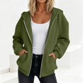 thumbnail image 2 of Women's Drawstring Zip Up Cute Hoodies Fall Jacket Oversized Casual Sweatshirts with Pocket Women's Solid Color Casual Long Sleeve Sweatshirts Fall Spring Track Jackets Travel Trendy Clothes, 2 of 7
