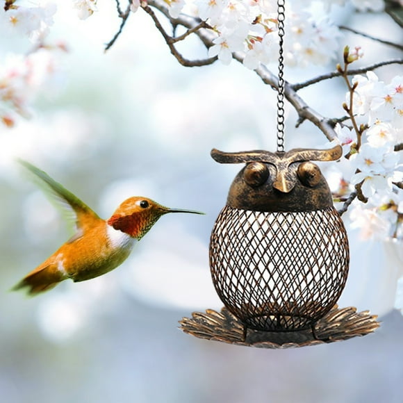 EastVita Outdoor Hanging Hummingbird Feeders Cartoon Owl Shape Large Capacity Wild Bird Feeder for Garden Yard Decoration