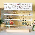 thumbnail image 4 of Jewelry Organizer, 144 Holes (White) with Wooden Base, Hanging Earring Holder, 4 of 5