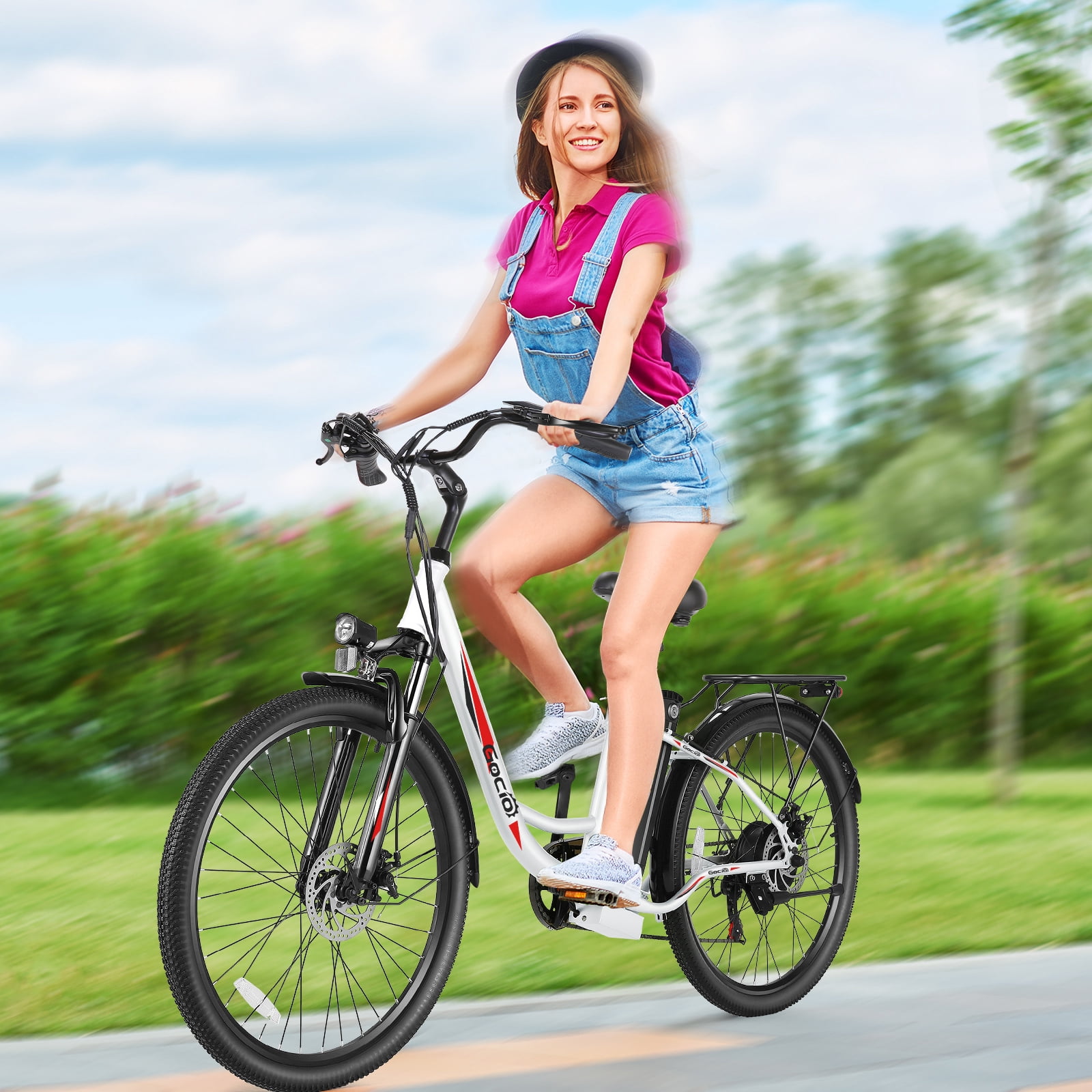 Gocio 26" City Commuter Electric Bike for Adults, 750W Peak Motor Electric Bicycle, 48V 7.8Ah (374Wh) Removable Battery, 19.8 Mph, 7-Speed Gears Ebike, UL2849 Certified