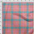 thumbnail image 3 of oneOone Cotton Jersey Medium Pink Fabric Madras Check Dress Material Fabric Print Fabric By The Yard 58 Inch Wide, 3 of 4