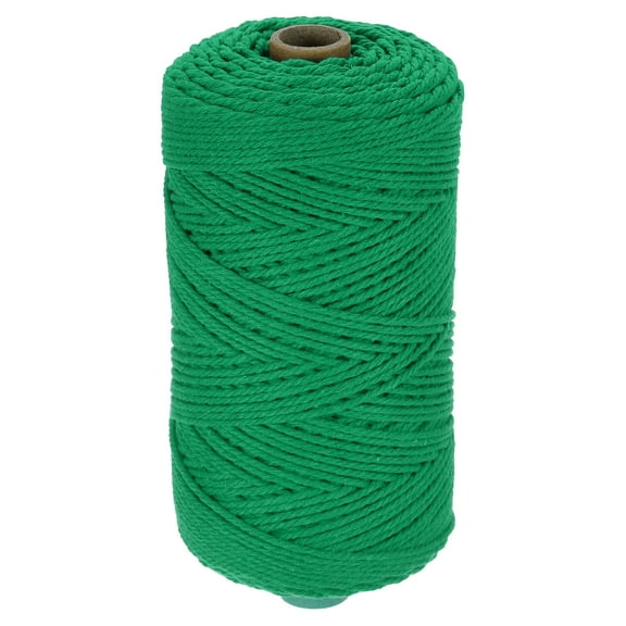 Uxcell Natural Macrame Cord 2mm x 219 Yards 3 Strand Twisted Cotton Macrame Rope for DIY Knitting Plant Wall Hanger Dreamcatcher, Emerald Green