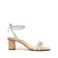 thumbnail image 2 of Schutz Hina Mid White Braided Details Lace Up Open Toe Mid Block Heel Sandals (White, 6), 2 of 6