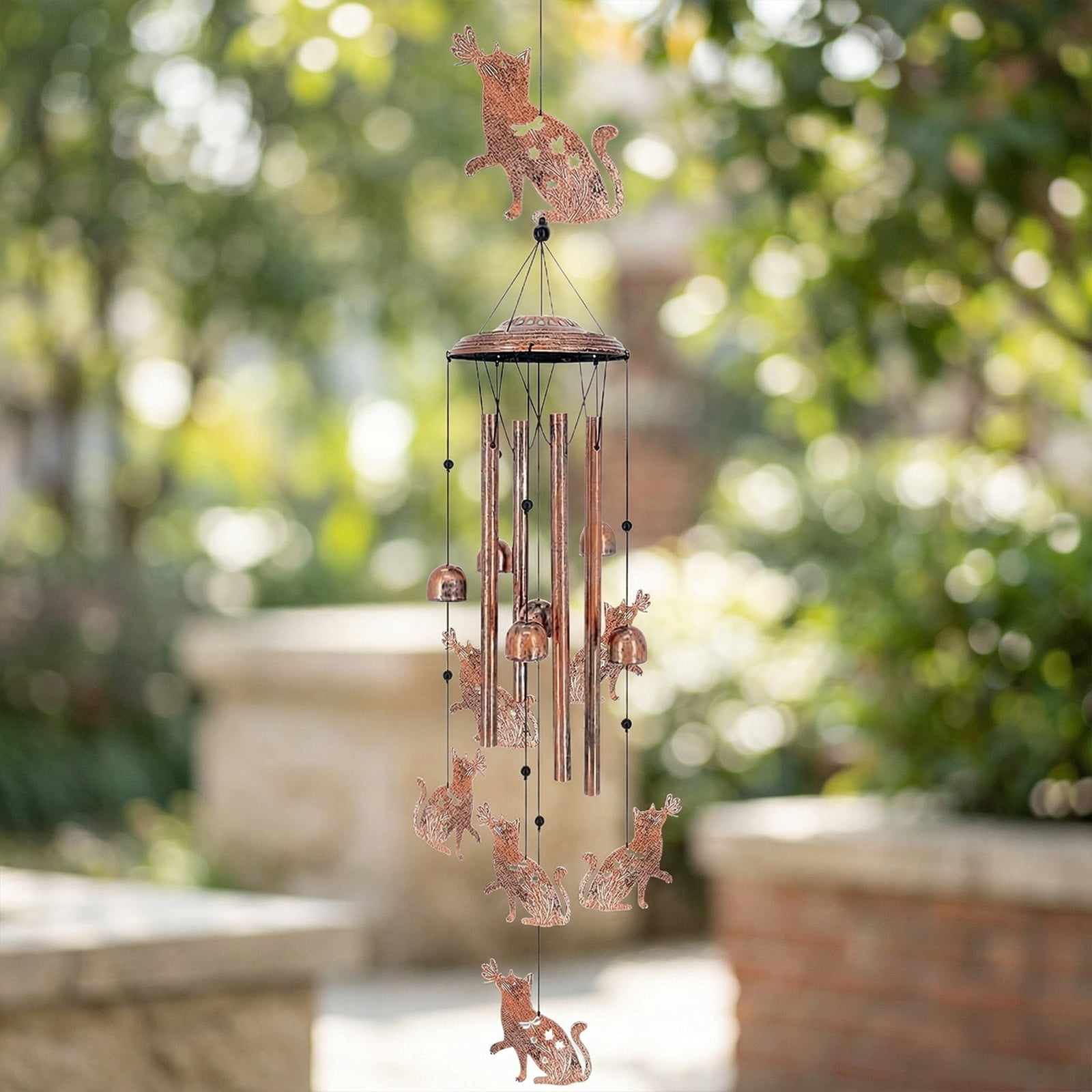 Yucurem Cat Wind Chime for Outside, Handmade Metal Garden Wind Chimes, Melodic Weatherproof Wind Bell for Patio Porch Decor