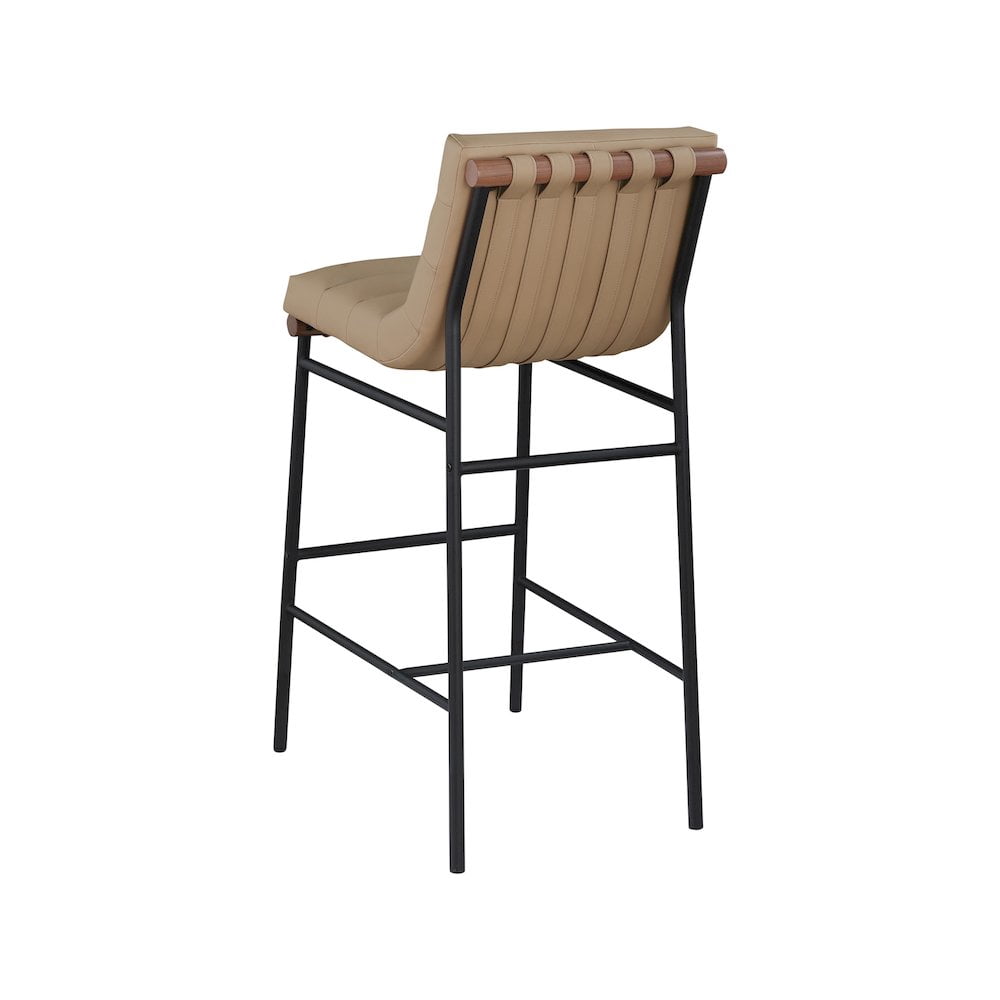 Meridian Furniture Burke Vegan Leather Bar Stool, Tan