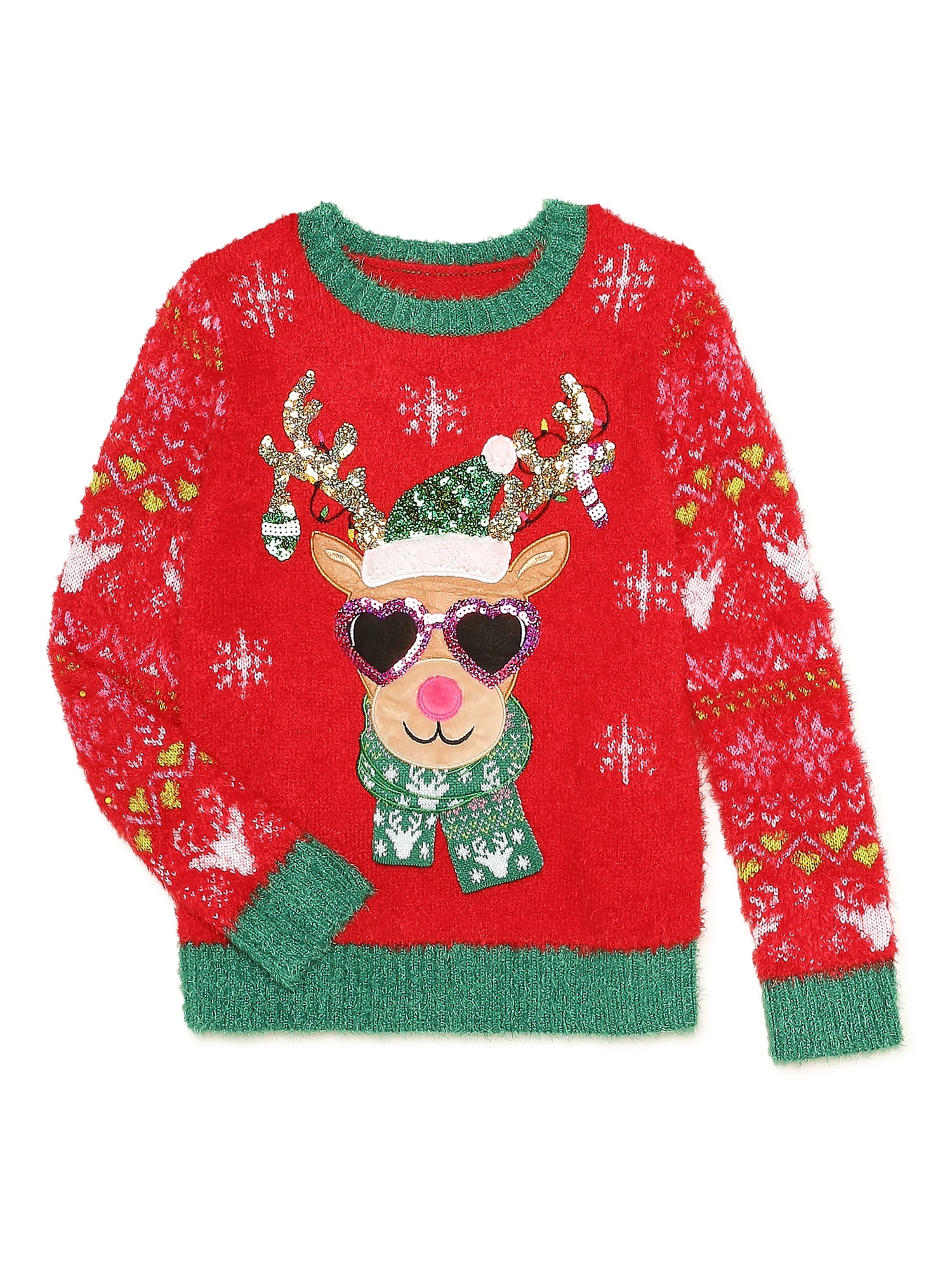 Holiday Time Girls Christmas Sweater, Sizes 4-18 & Plus