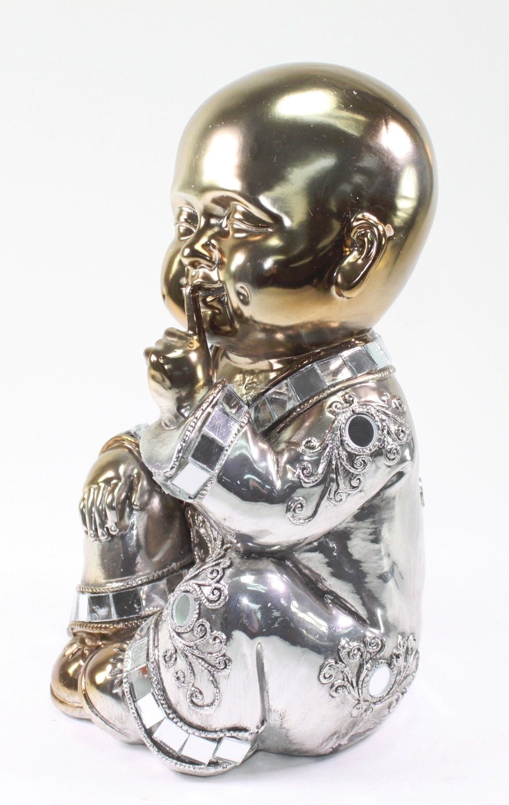 7.5" Feng Shui Bronze Speak No Evil Buddha Monk Electroplated Home Decor Statues