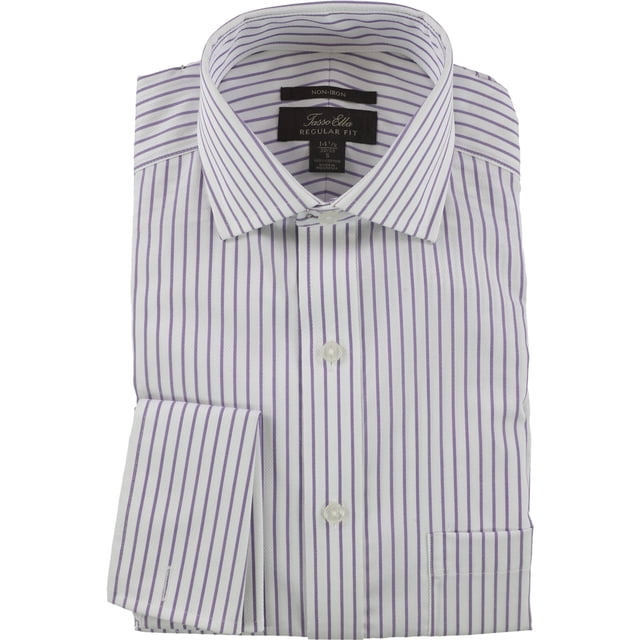 Tasso Elba - Camisa de vestir con botones para hombre, color morado, cuello de 16.5 pulgadas, manga de 36 a 37 pulgadas