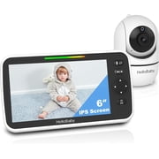 6'' World First IPS 30H Battery Split-Screen Video Baby Monitor with Camera and Audio, No WiFi, Pan-Tilt-Zoom, VOX, 2-Way Talk, Night Vision, 8 Lullabies, 1000ft, for New Parents/Elderly