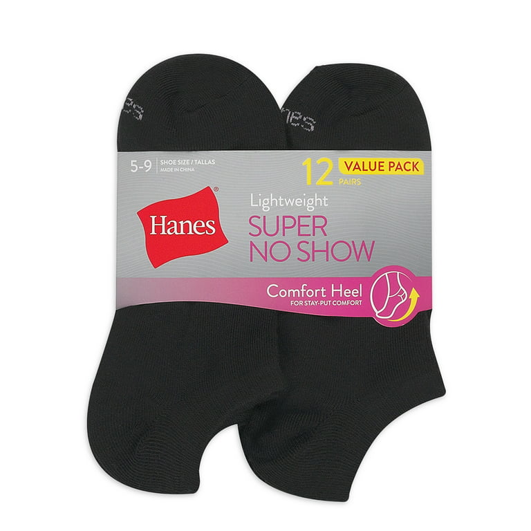 Hanes Women's Lightweight Super No Show Socks, 12-Pair Value Pack 