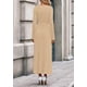 thumbnail image 5 of Vestido PRETTYGARDEN XL Beige Manga Larga Cuello en V Plisado Maxi, 5 of 8