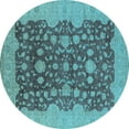 thumbnail image 1 of Ahgly Company Indoor Round Oriental Light Blue Industrial Area Rugs, 6' Round, 1 of 4