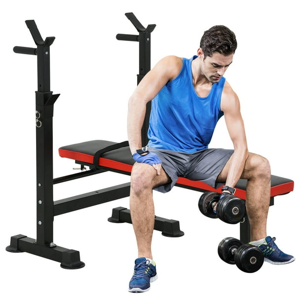 NiamVelo Adjustable Weight Bench with Barbell Rack Stand, Folding