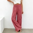 thumbnail image 4 of GUACER Womens Cargo Pants Smocked High Waist Wide Leg Trousers with Flap Pockets Outdoor Casual Loose Pants, 4 of 7