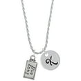 thumbnail image 1 of Delight Jewelry Silvertone Live Long Silvertone Script Initial Disc - K - Charm Necklace, 20"+3", 1 of 4