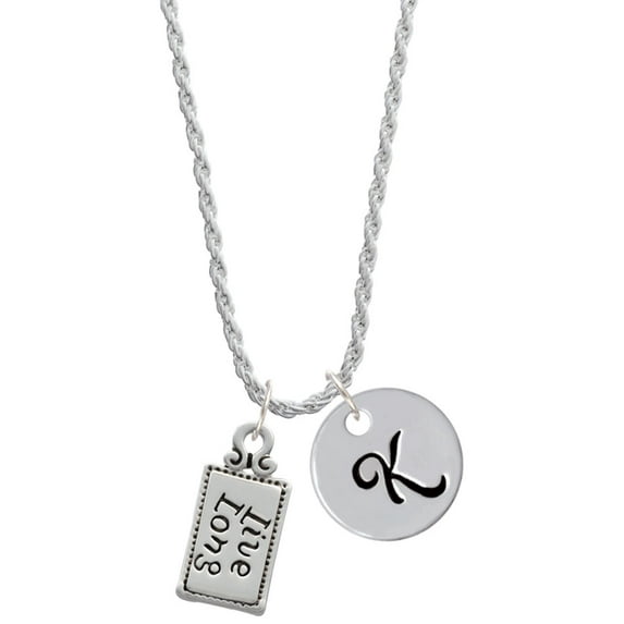 Delight Jewelry Silvertone Live Long Silvertone Script Initial Disc - K - Charm Necklace, 20"+3"