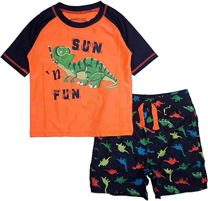 Quicksand Boys' 2-Piece UPF 50+ Rash Guard and Swimsuit Trunks Set (7 ...