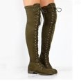 thumbnail image 1 of Botas sobre la rodilla para mujer Zapatos planos con cordones hasta el muslo, 1 of 2